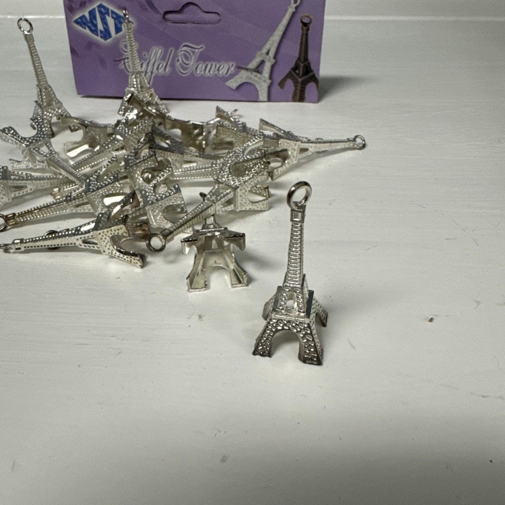 20 Eiffel Tower 1.5" SILVER Charm Pendant Necklace Findings‎ Bracelet Craft